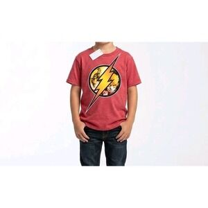The Flash DC Red Kids Logo Short Sleeve Crew Neck T-Shirt Size L
